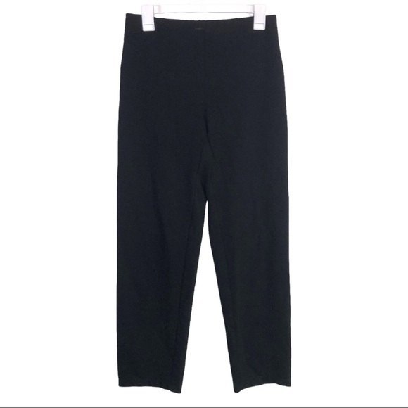 Eileen Fisher Black Rayon Nylon Spandex Blend Straight Leg Pull On Pant XS - Picture 1 of 4